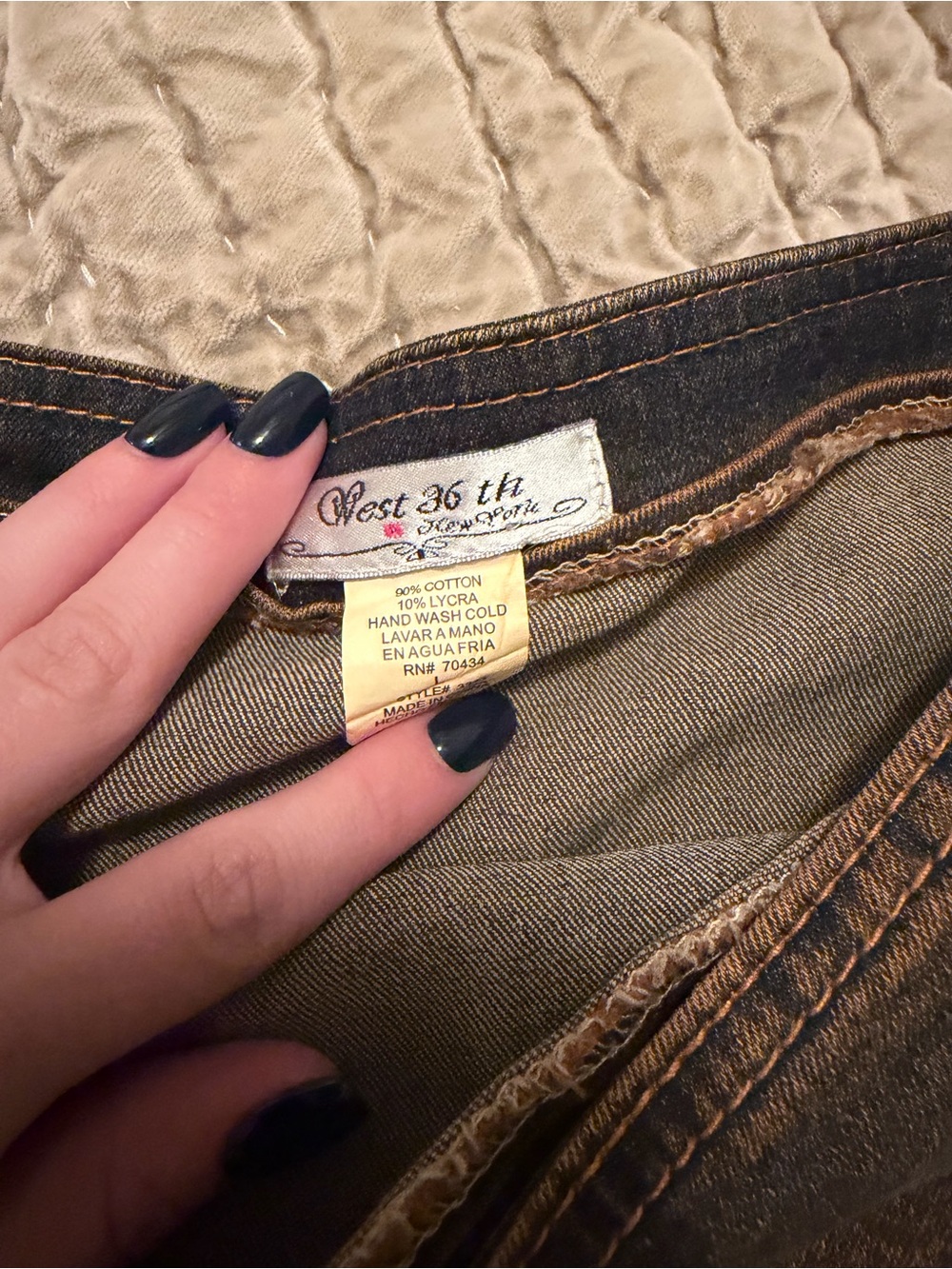 Denim Lace Floral Appliqué Skirt - Picture 5 of 11